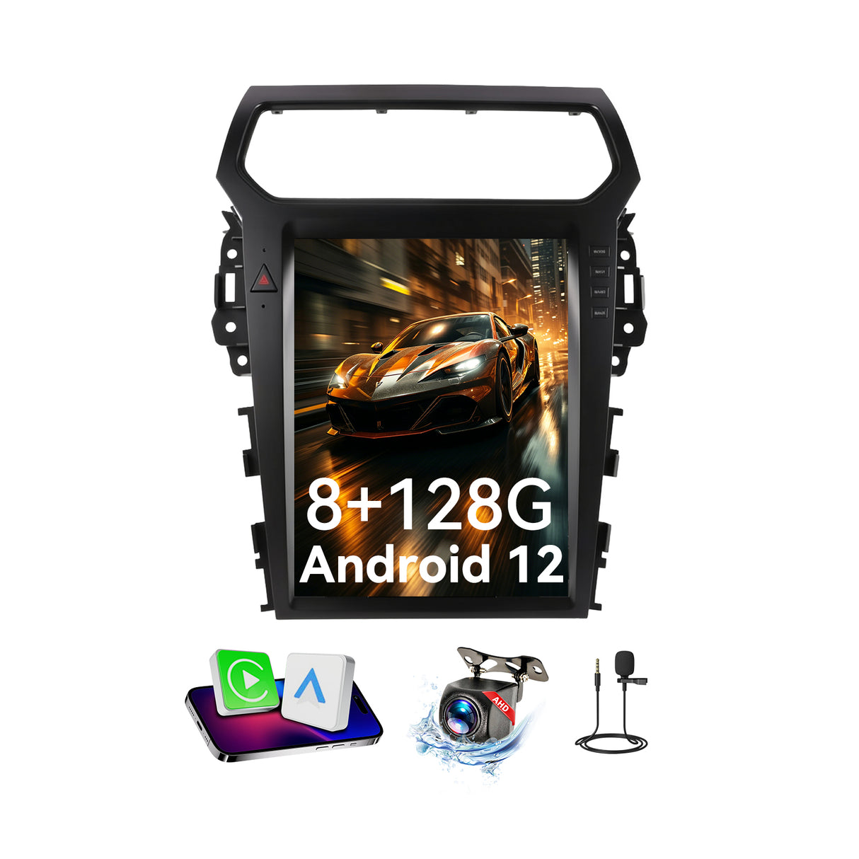 Car Stereo Radio 8-Core, with Android Auto Wireless Carplay for Ford Explorer 2011-2019 Upgrade 2K Touchscreen Bluetooth WiFi GPS DSP AM FM Head Unit