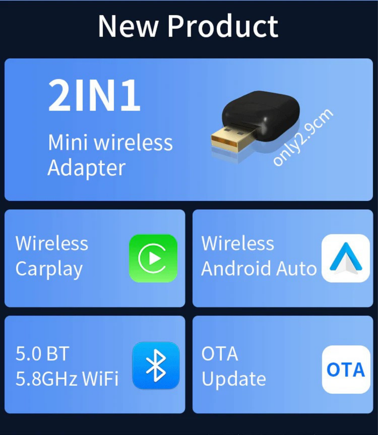 Binize Wireless CarPlay/Android Auto Adapter for Vehicle with Factory Wired CarPlay/Android Auto