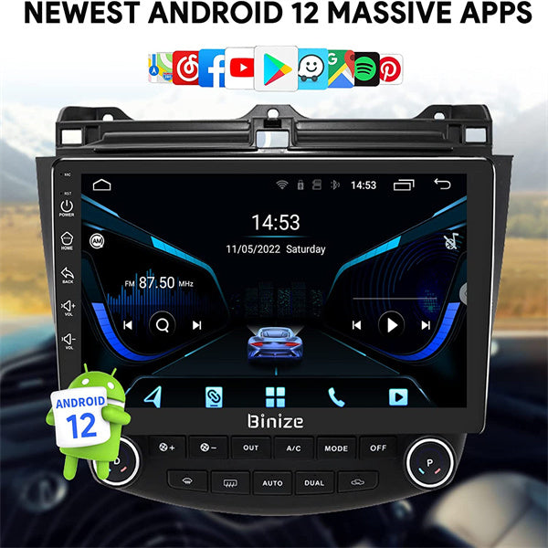 Binize Android 12 Car Radio for 2003-2007 Honda Accord with CarPlay