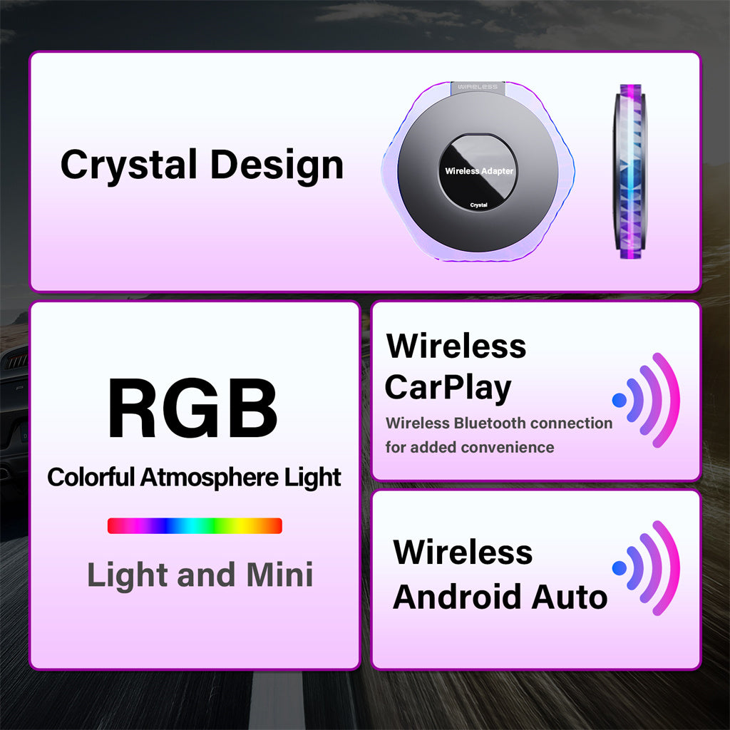 Wireless Carplay Adapter, Android Auto Wireless Adapter for Cars with Wired Carplay/Android Auto