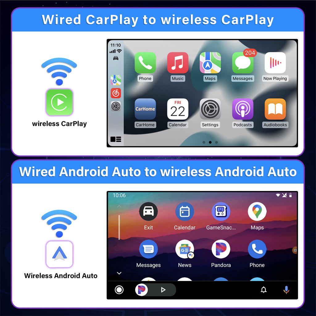 Wireless Carplay Adapter, Android Auto Wireless Adapter for Cars with Wired Carplay/Android Auto