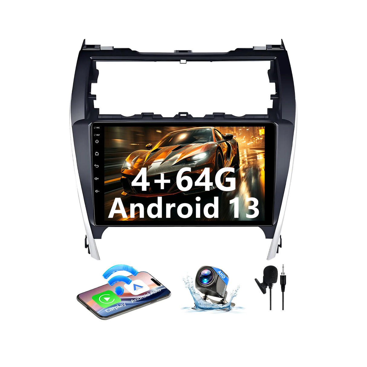 Car Stereo for US-spec Toyota Camry 2012-2015 Upgrade Wireless CarPlay & Android Auto AHD Backup Camera GPS SWC FM WiFi Bluetooth