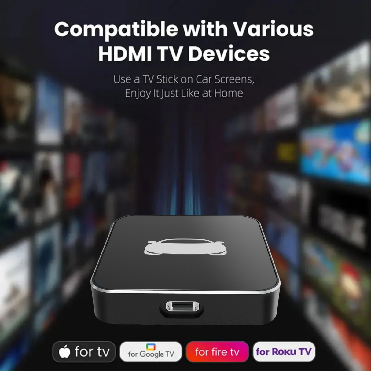 Binize Car TV Adapter Pro- HDMI Multimedia & Wireless CarPlay Adapter Supports Fire TV Stick, Google TV Stick for Cars with Factory wired CarPlay