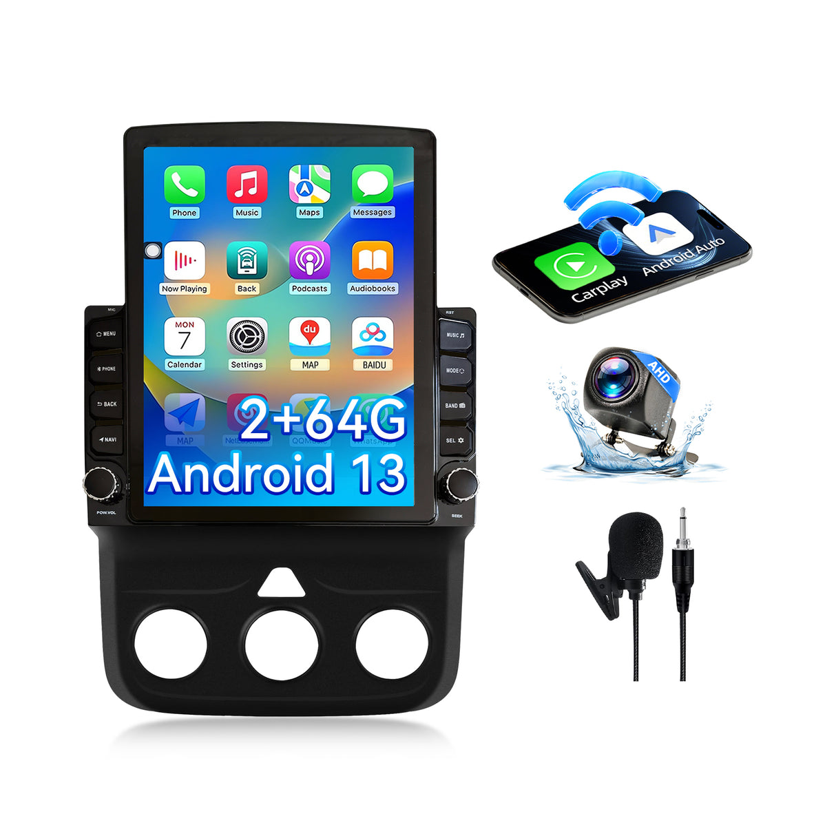 Binize Android 13 Car Stereo Compatible with Dodge Ram 1500/2500/3500 Radio 2013-2018 Navigation GPS Touch Screen Radio Head Unit with Wireless Carplay/Android auto