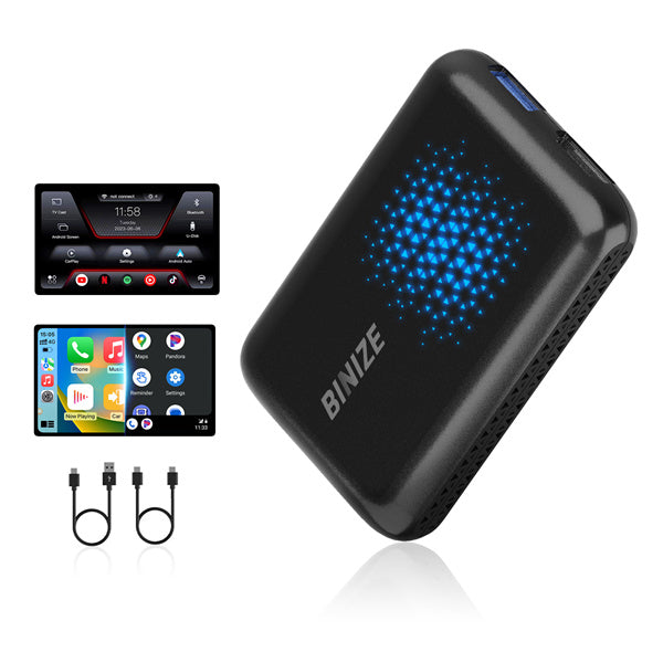 Binize CarPlay Ai Box Plus Wireless Apple CarPlay Wireless Android Auto  Adapter,Android 12.0 System 8-core, Google Play Download  Apps/Netflix//GPS+Glonass/4G Network/8+ 128GB Memory 