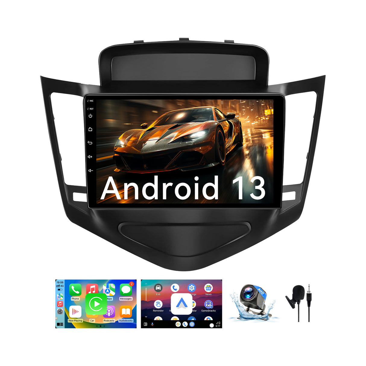 Car Stereo for Chevrolet Cruze 2009-2015 Upgrade Wireless CarPlay & Android Auto AHD Backup Camera GPS SWC FM WiFi Bluetooth