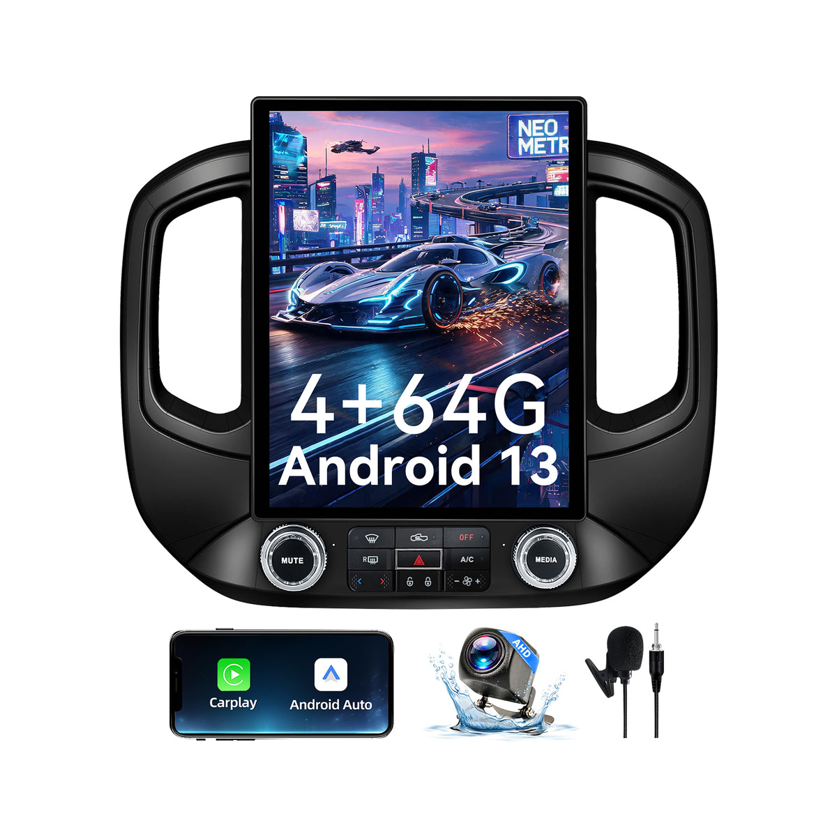 Car Stereo Radio for Chevrolet Colorado 2015-2018 with Wireless CarPlay & Android Auto, T-Style 12.1" Touchscreen, 8 Core 4+64GB, Mirror Link WiFi Bluetooth FM DSP SWC Backup Camera