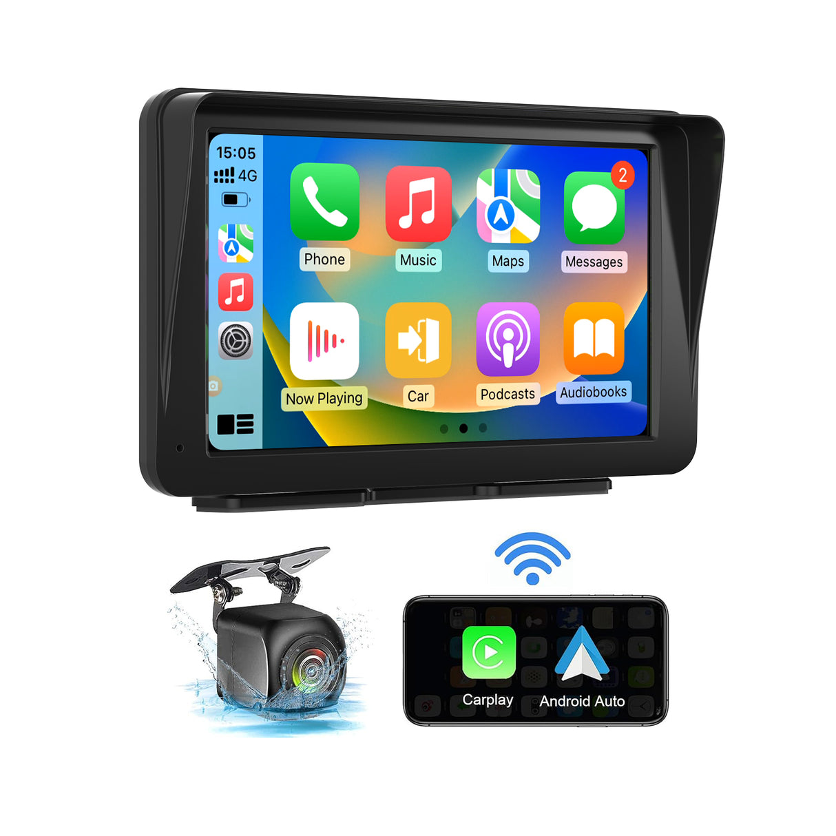 Binize Radio portátil Navegación GPS Compatible con CarPlay y Android AUTO