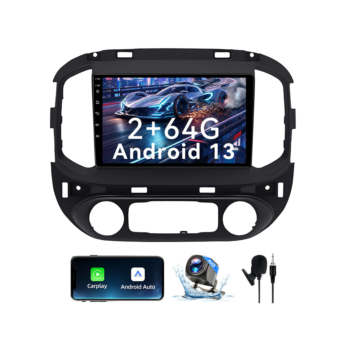 Car Stereo Radio for Chevrolet Colorado 2014 2015 2016 with Wireless CarPlay & Android Auto 9-Inch Touchscreen Bluetooth GPS WiFi FM RDS AHD Backup Camera
