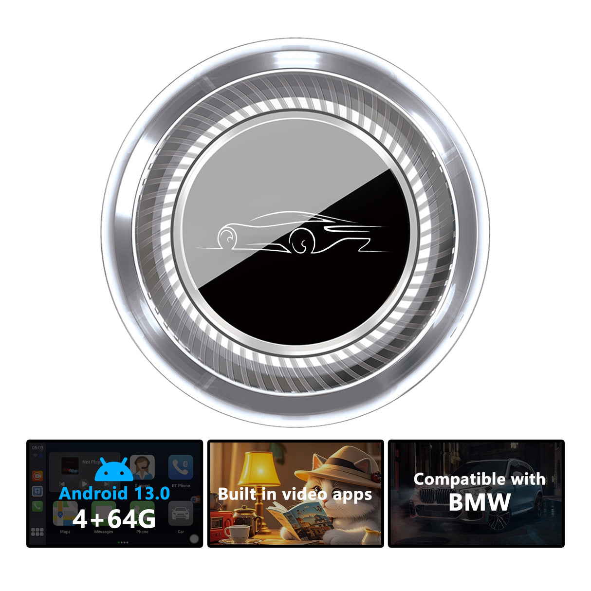 BINIZE MAX CarPlay AI Box for BMW – Android 13, 4+64GB, 8-Core Wireless Multimedia System