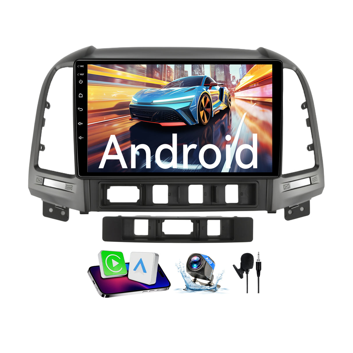 Car Stereo for Hyundai Santa Fe 2006-2012 Upgrade Wireless CarPlay & Android Auto AHD Backup Camera GPS SWC FM WiFi Bluetooth