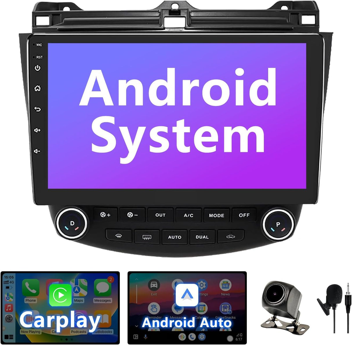 Android 13 Car Stereo for Honda Accord 2003-2007 with Wireless CarPlay/GPS/Bluetooth/FM/DSP+Backup Camera