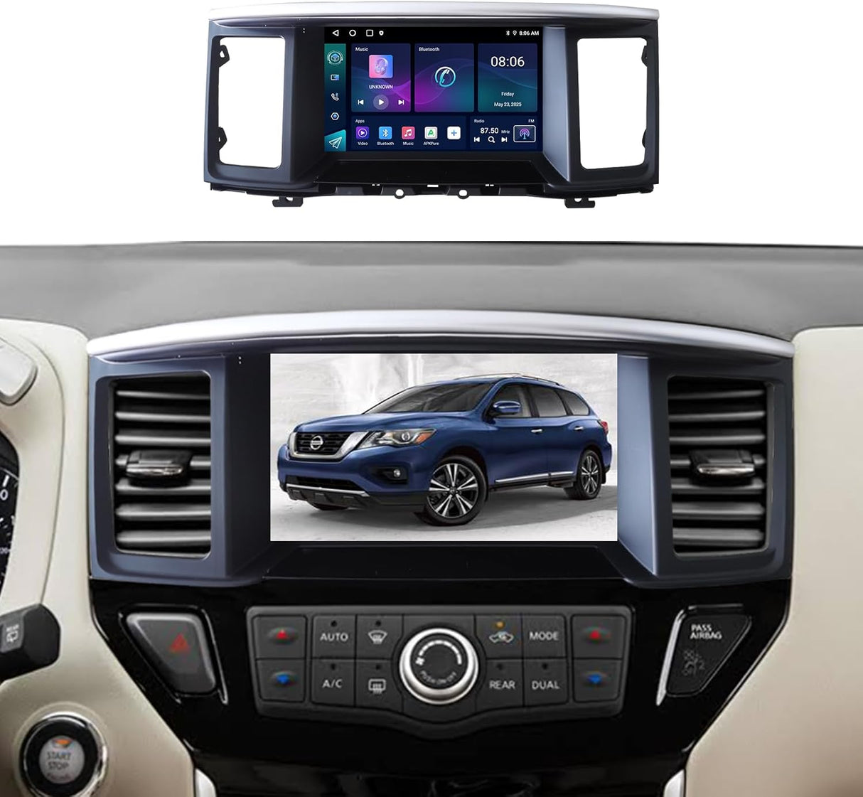 Android 14 Car Stereo for Nissan Pathfinder 2012-2020 Upgrade Wireless CarPlay & Android Auto AHD Backup Camera GPS SWC FM WiFi Bluetooth