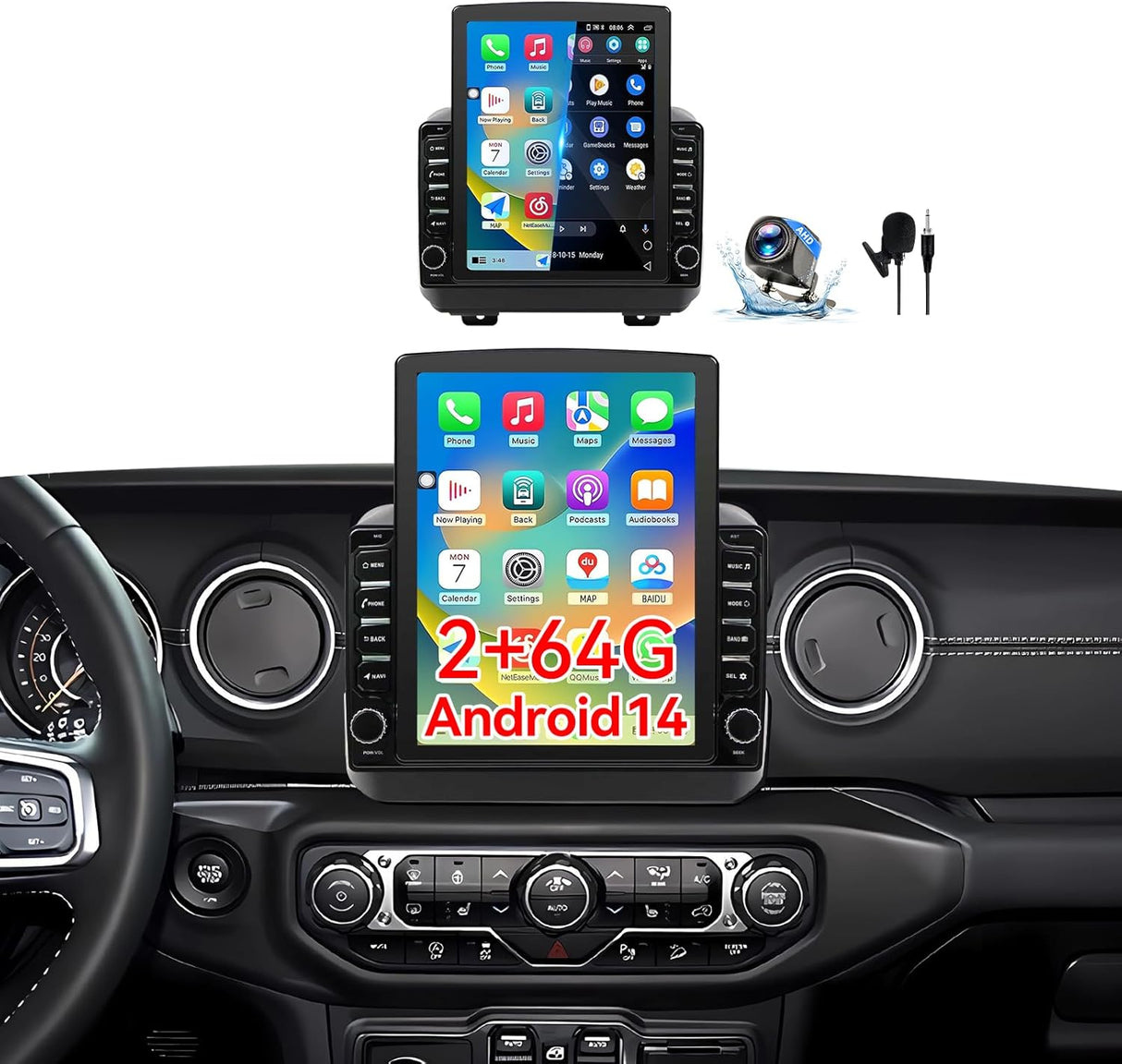 Car Stereo Radio for Jeep Wrangler JL 2018-2021 Gladiator JT 2020 2021 Upgrade,Wireless CarPlay & Android Auto 1080P AHD Backup Camera 9.7 Touch Screen GPS SWC Bluetooth