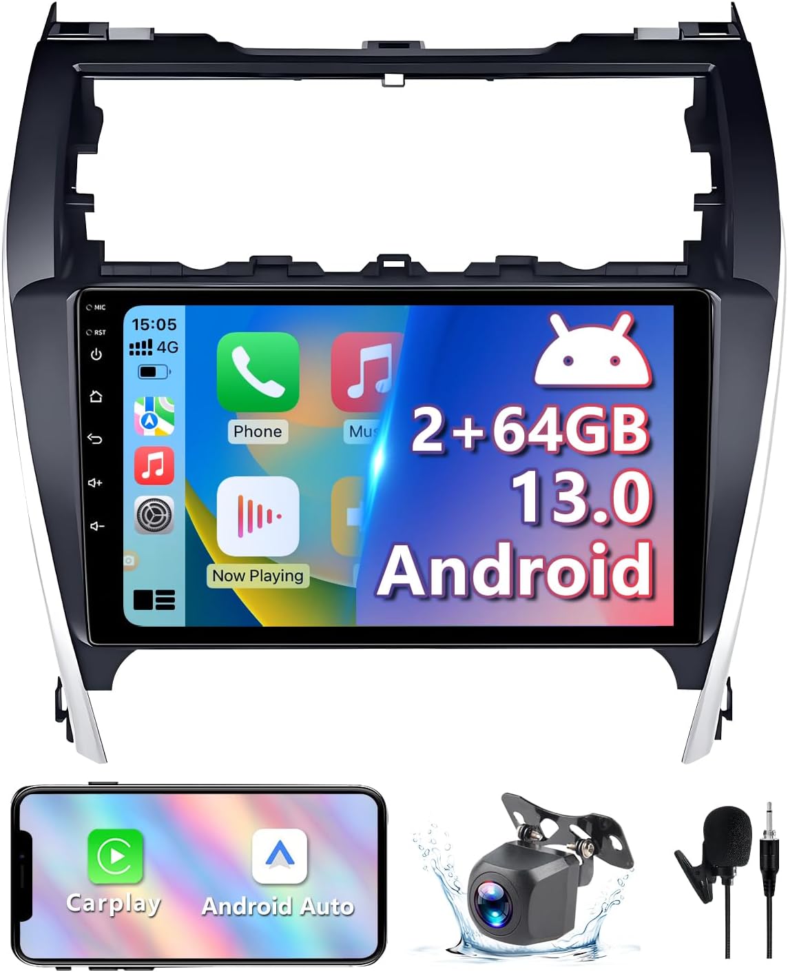 Binize Android 13 Car Stereo Radio CarPlay Stereo Touch Screen for 2012 2013 2014 Toyota Camry