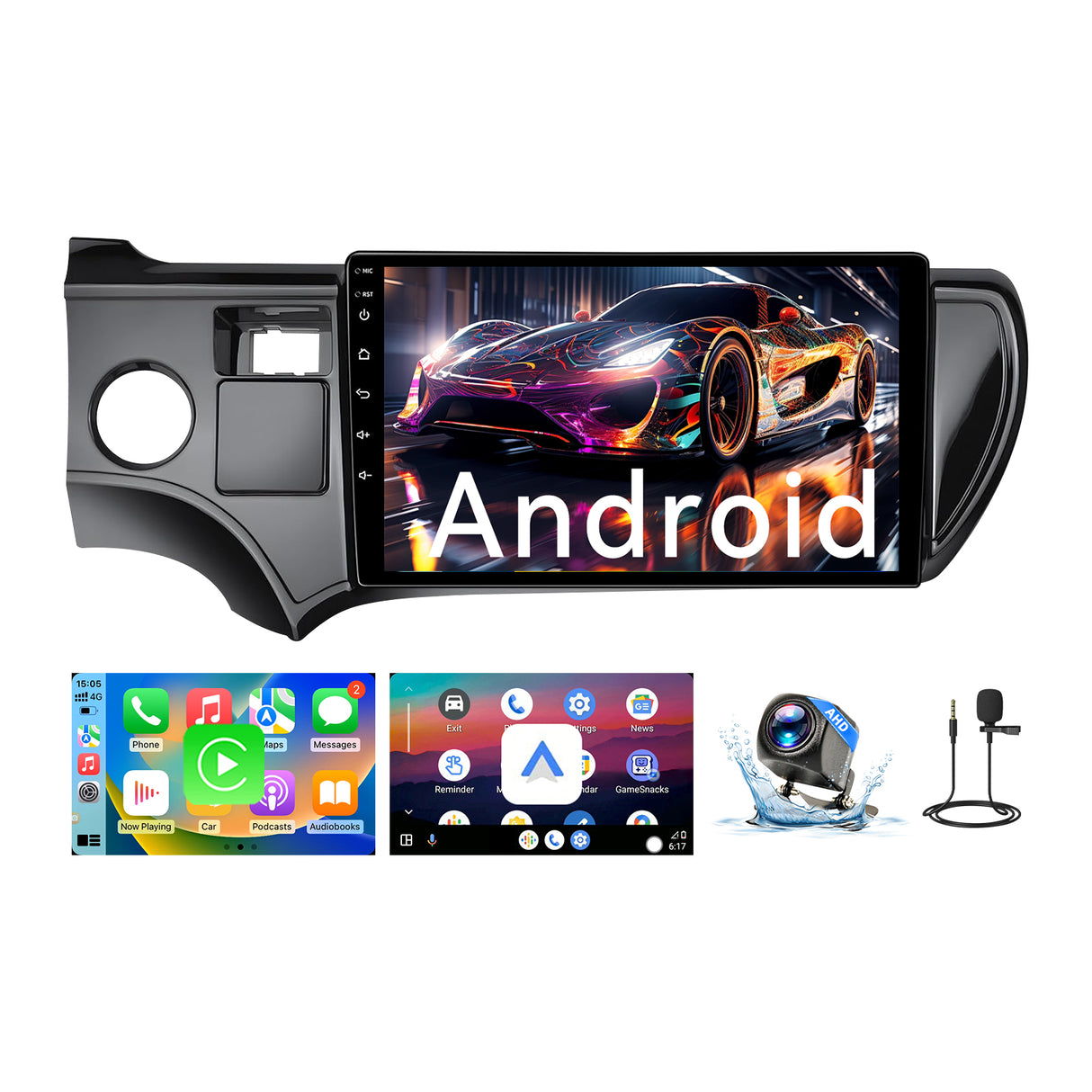 Car Stereo for Toyota Prius C Aqua 2012-2017 Support Wireless CarPlay Android Auto Navigation