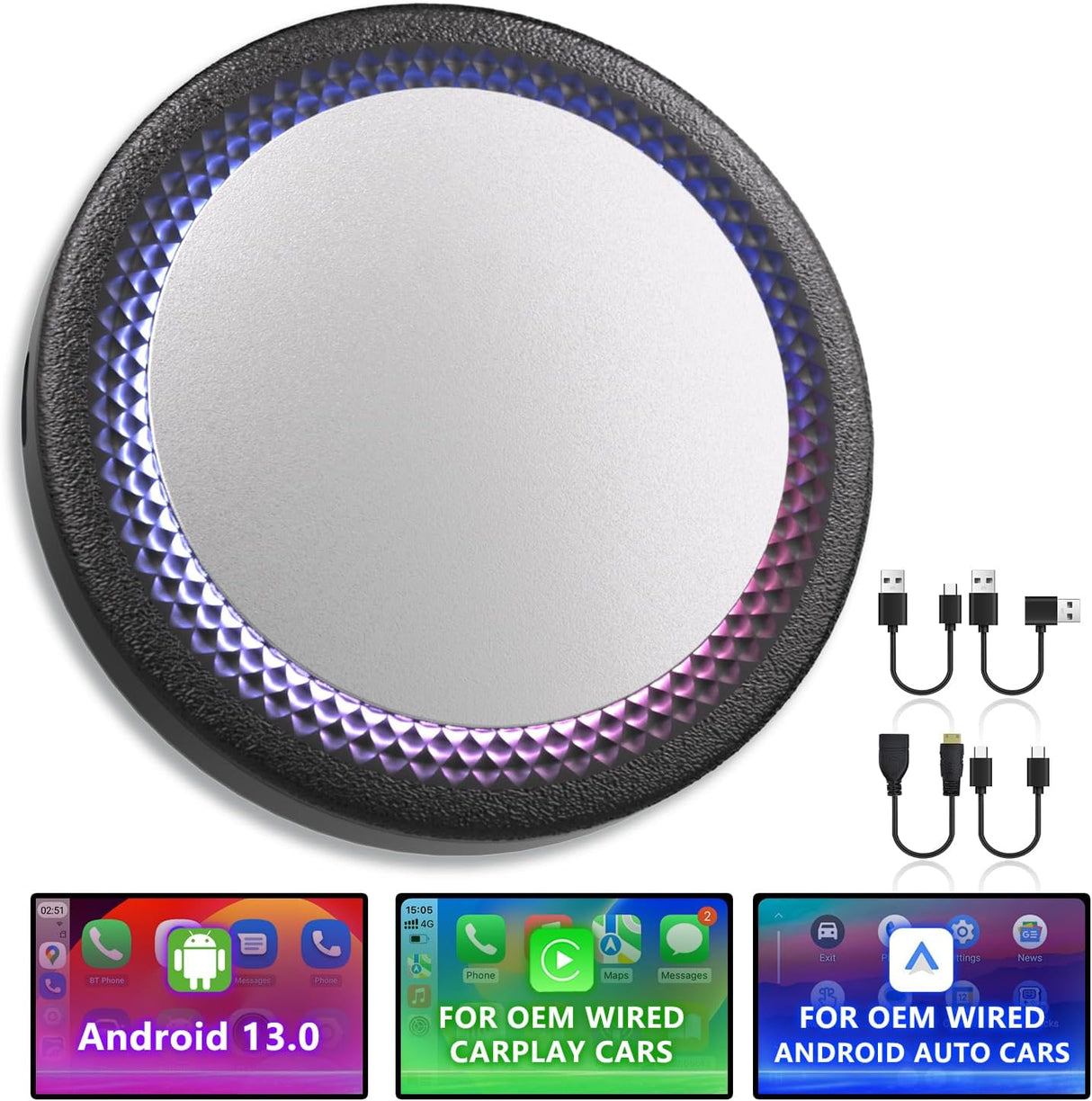 CarPlay AI Box with Wireless CarPlay/Android Auto for Car with Factory Wired CarPlay/Android Auto support HDMI,8+128G