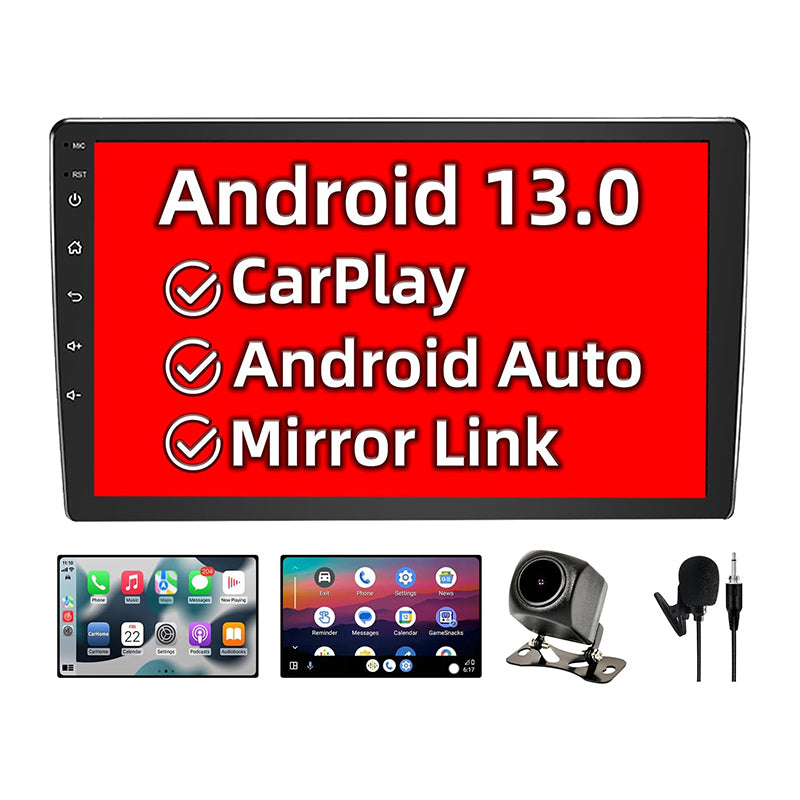 BINIZE 10 Inch Double Din Car Stereo with Wireless CarPlay Android Auto