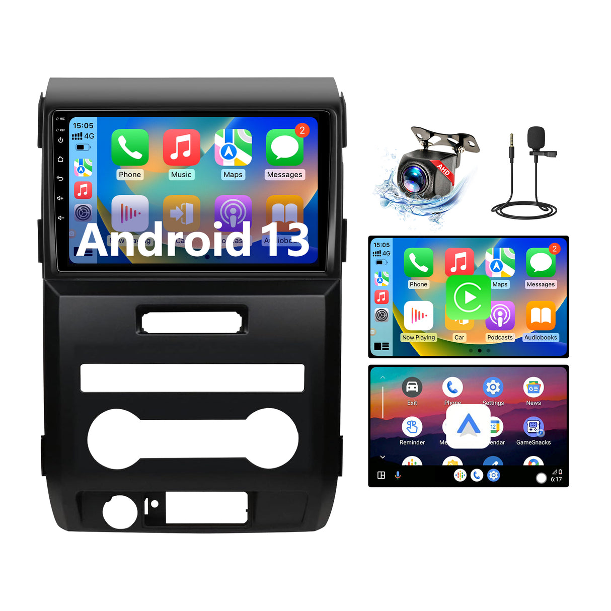 Android 13 Car Radio Compatible with Ford F150 2009 2010 2011 2012 Manual AC Upgrade, Car Stereo Replacement Wireless CarPlay & Android Auto