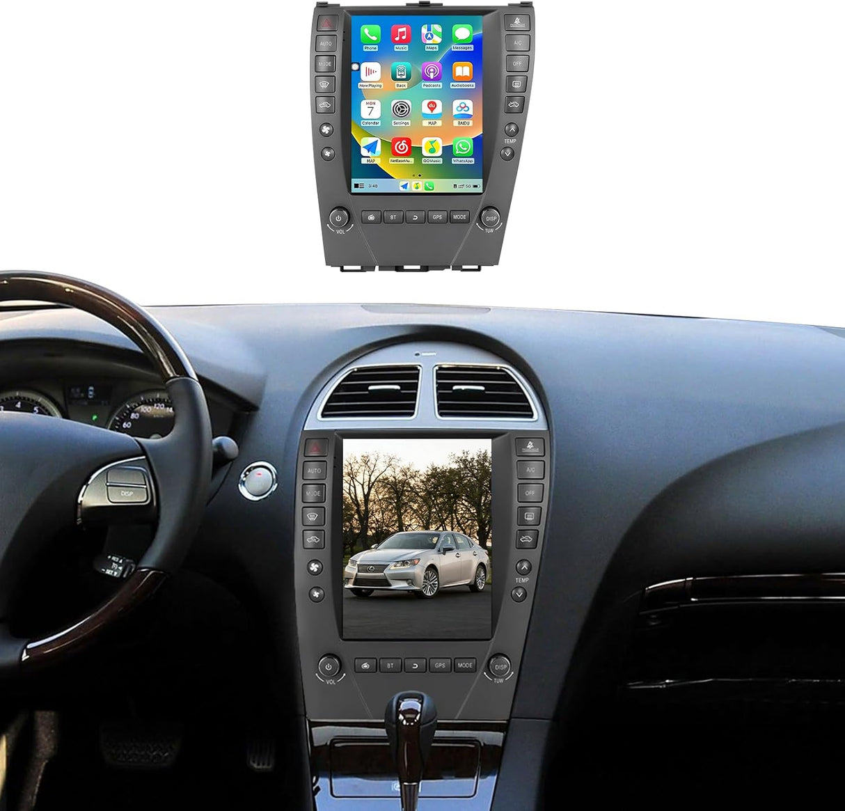 Car Radio Stereo for Lexus ES350 2006 2007 2008 2009 2010 2011 2012 Wireless CarPlay & Android Auto GPS Navigation FM Radio Upgrade Bluetooth HD Backup Camera