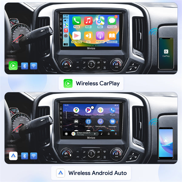 Binize Android 12 Car Unit for 2014 2015 2016 2017 2018 Chevy Silverado Apple CarPlay Radio