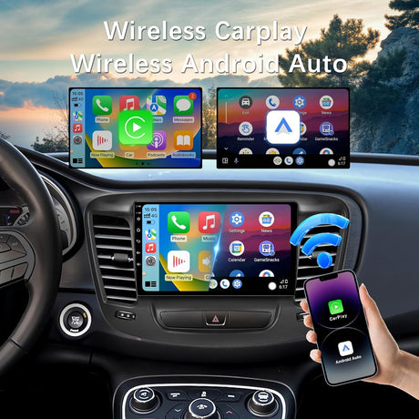 Android 13 Car Stereo for Chrysler 200 200C 200S 2015-2019, 9" Android 13 Touch Screen with Wireless CarPlay Android Auto, GPS, BT, FM, WiFi, 1080P Backup Camera, 2+64GB