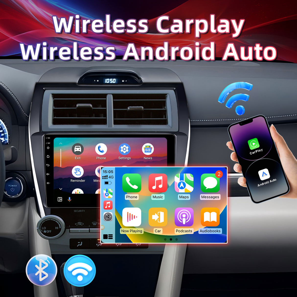 Binize Android 13 Car Stereo Radio CarPlay Stereo Touch Screen for 2012 2013 2014 Toyota Camry