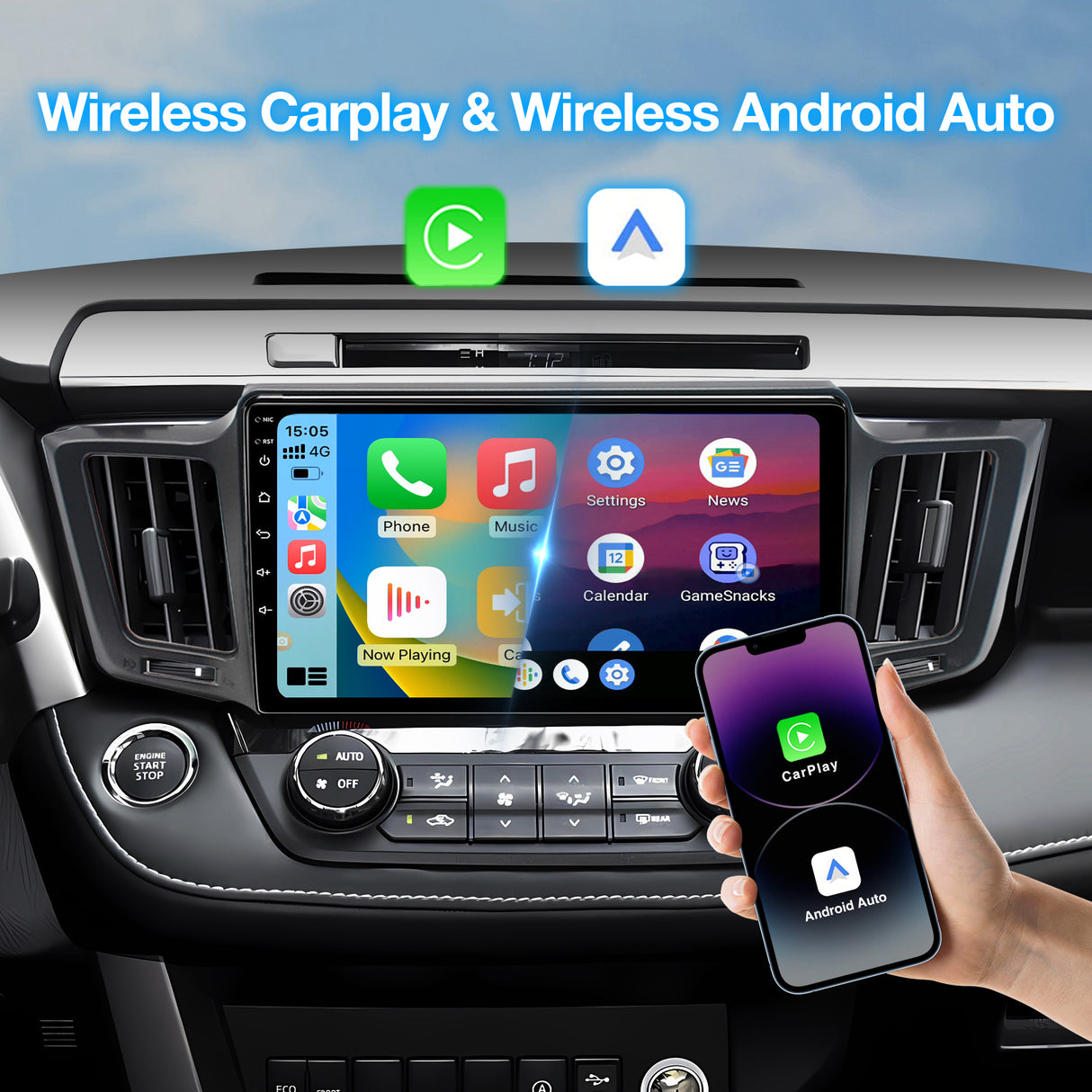 Wireless CarPlay Android Car Stereo for Toyota RAV4 2013-2018