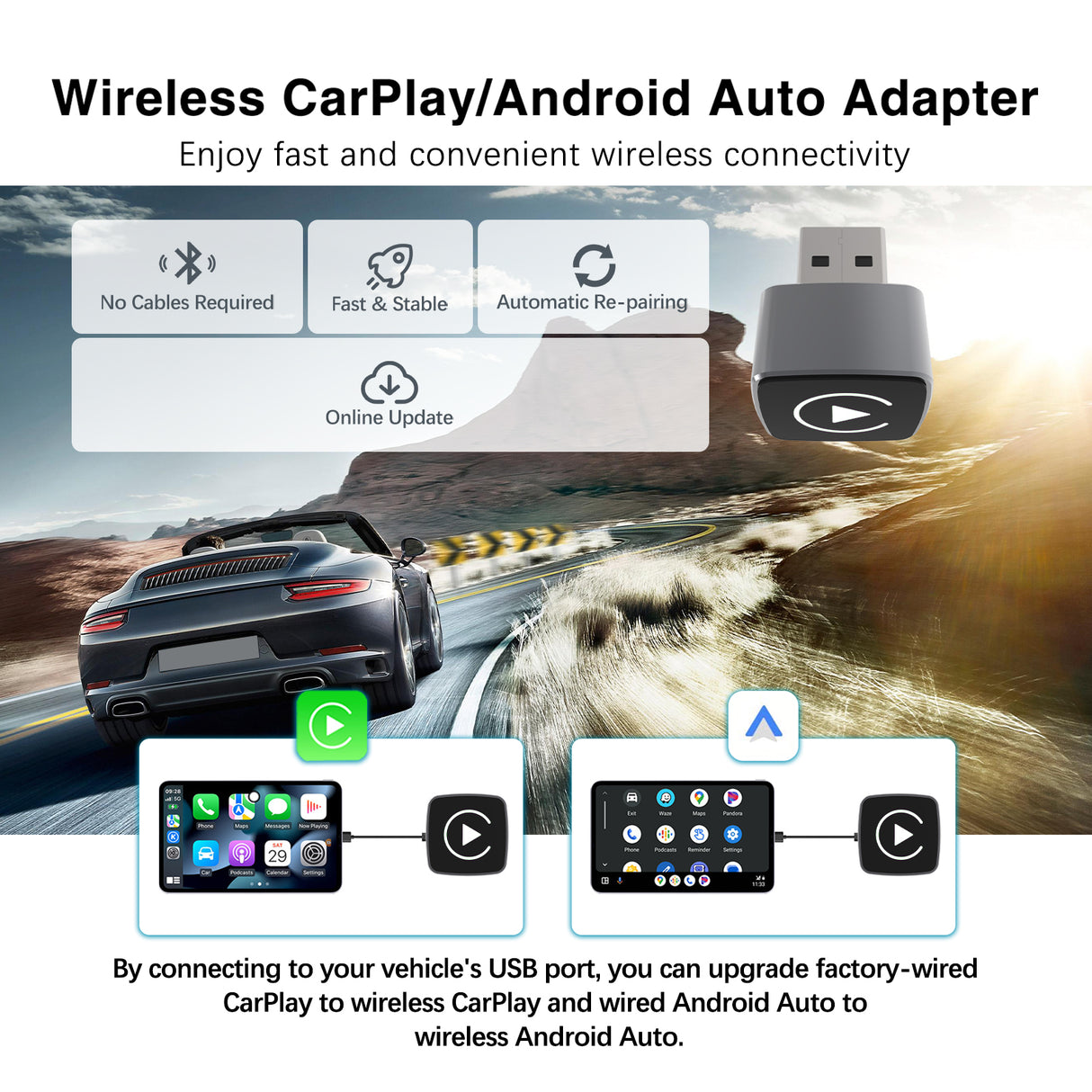 Wireless CarPlay/Android Auto Adapter for Stock Wired CarPlay/Android Auto Cars