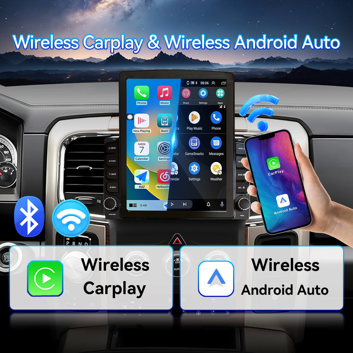 Binize Android 13 Car Stereo Compatible with Dodge Ram 1500/2500/3500 Radio 2013-2018 Navigation GPS Touch Screen Radio Head Unit with Wireless Carplay/Android auto