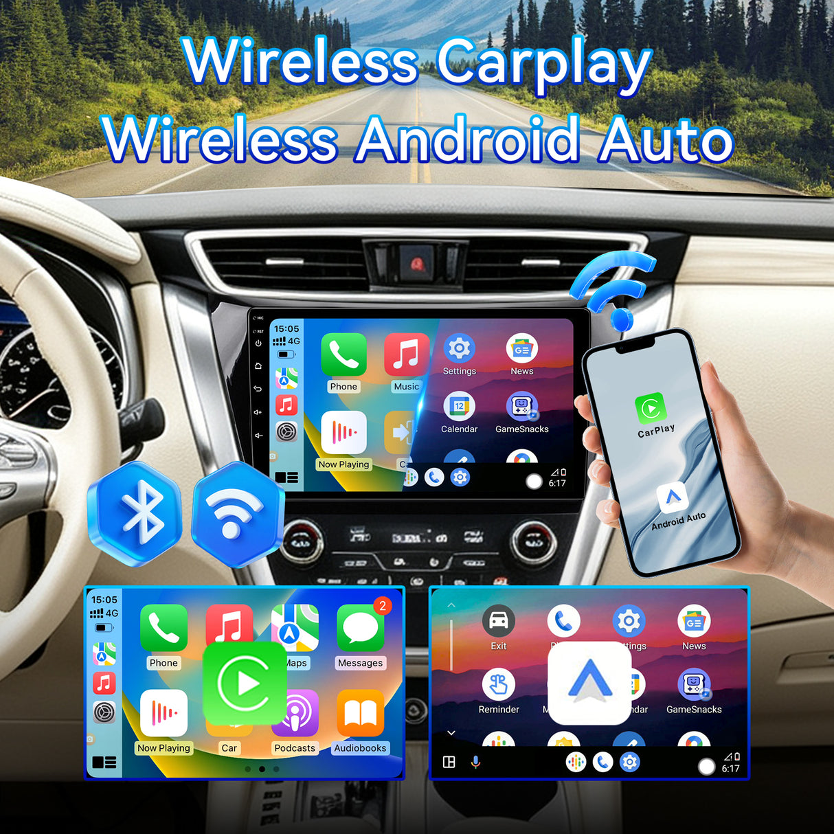 Car Stereo Radio for Nissan Murano Z52 2014-2020 with Wireless CarPlay & Android Auto 10.1-Inch Touch Screen GPS Mirror Link Bluetooth SWC Backup Camera
