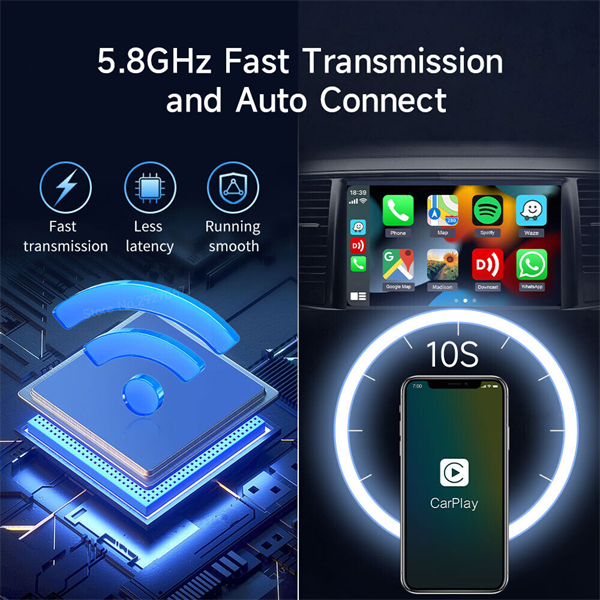 Binize Wireless Two Channels CarPlay Android AUTO Adapter