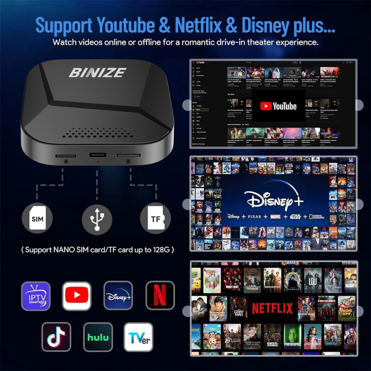 BINIZE B2 Android 13 CarPlay AI BOX for OEM Car with Wired CarPlay/Android Auto