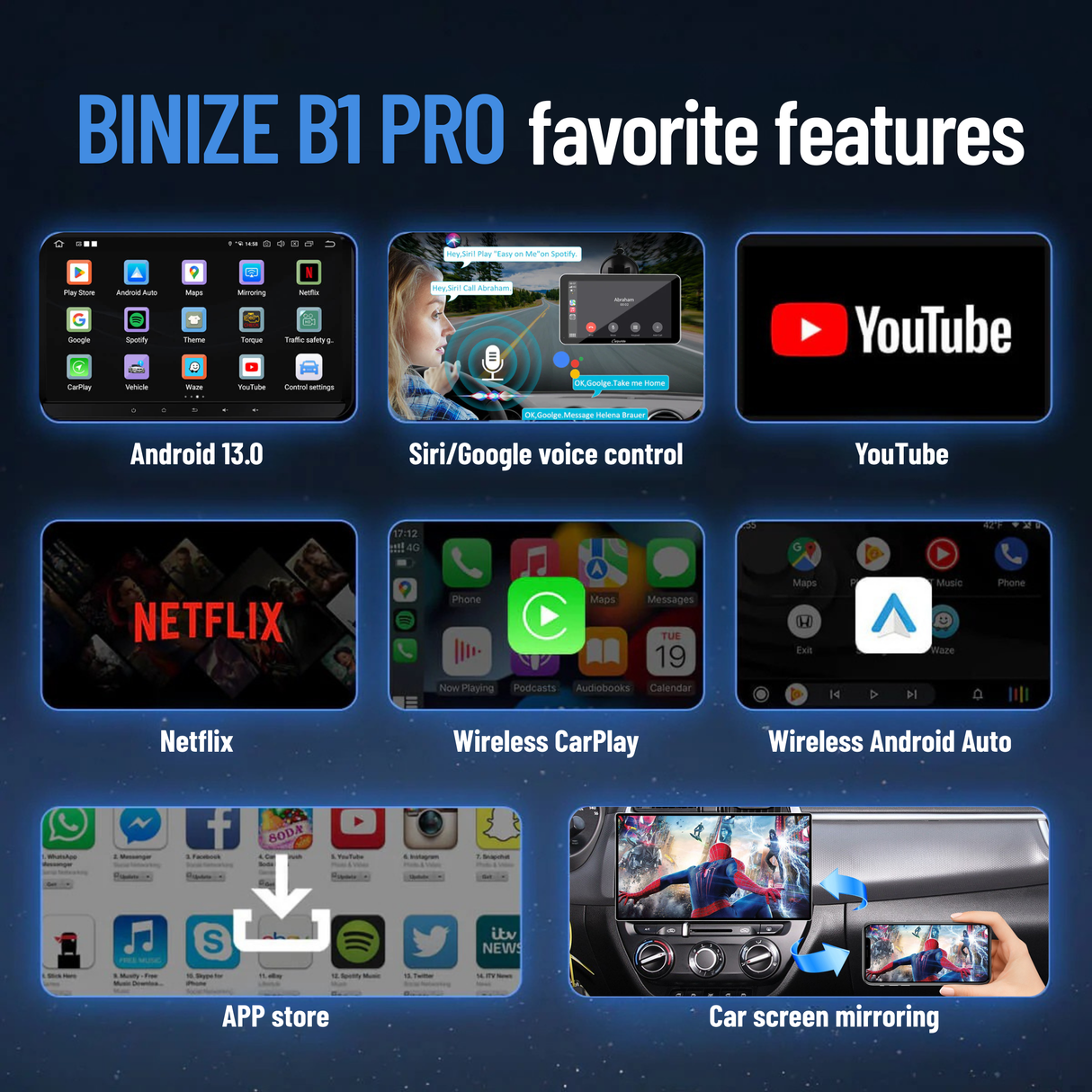 Binize B1 Android 13 CarPlay AI BOX for OEM Car with Wired CarPlay/Android Auto