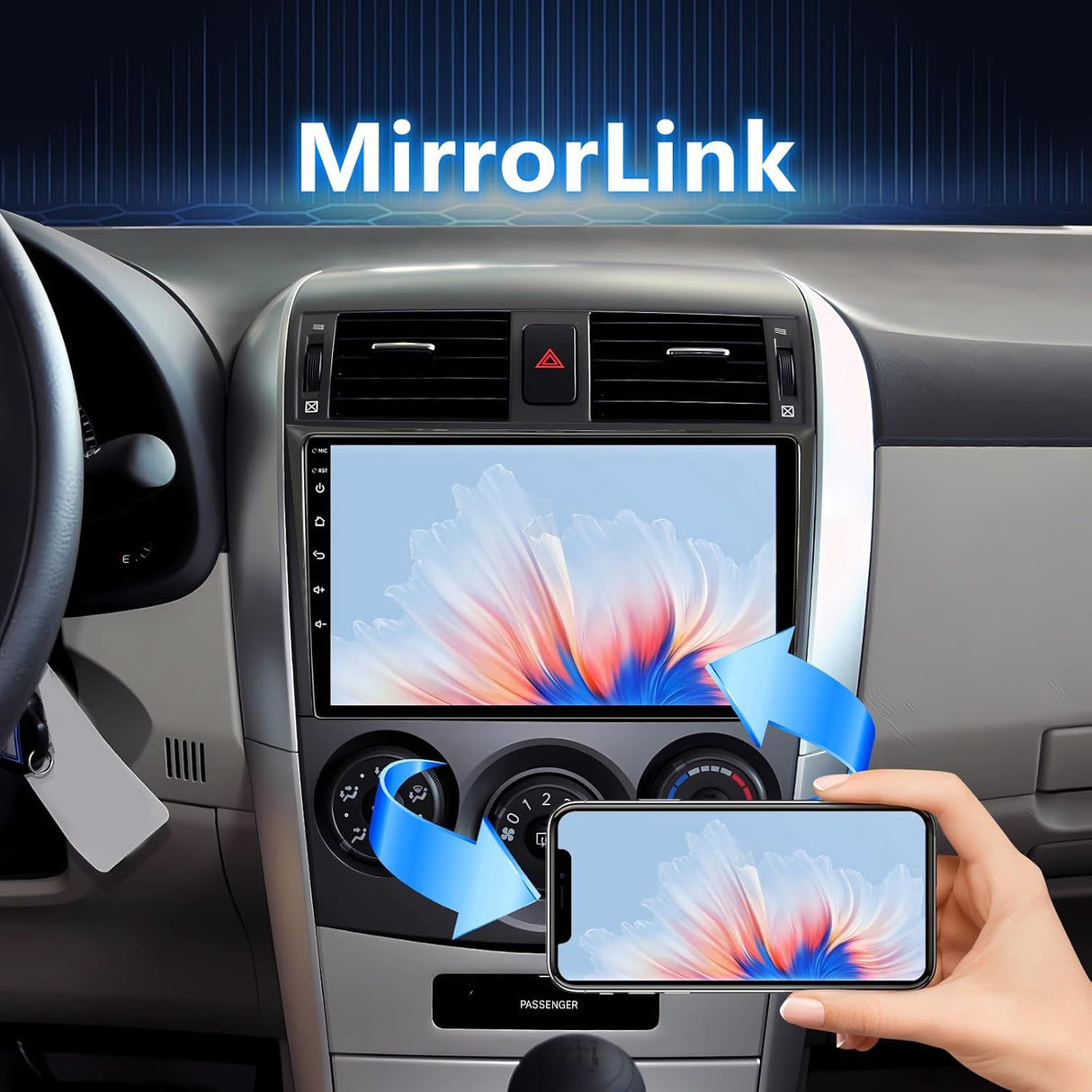 Android 13 Car Stereo for Toyota Corolla 2008-2012 with Wireless CarPlay, Android auto, Bluetooth,GPS Navigation,FM,RDS,DSP,SWC+Backup Camera