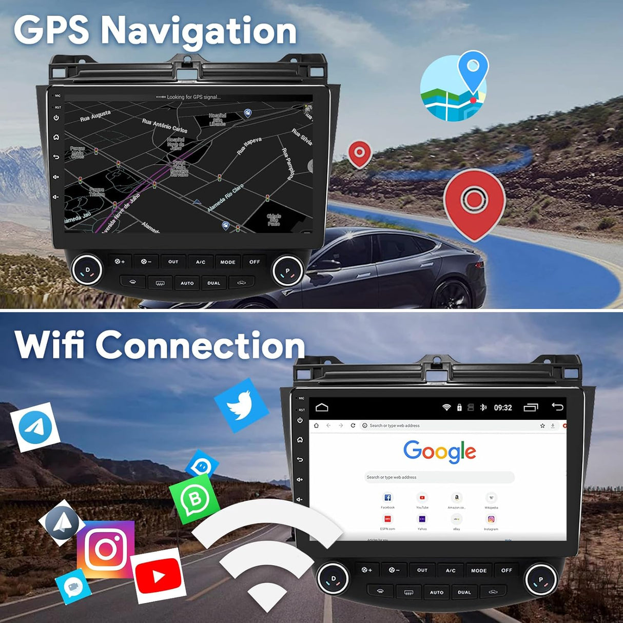 Android 13 Car Stereo for Honda Accord 2003-2007 with Wireless CarPlay/GPS/Bluetooth/FM/DSP+Backup Camera