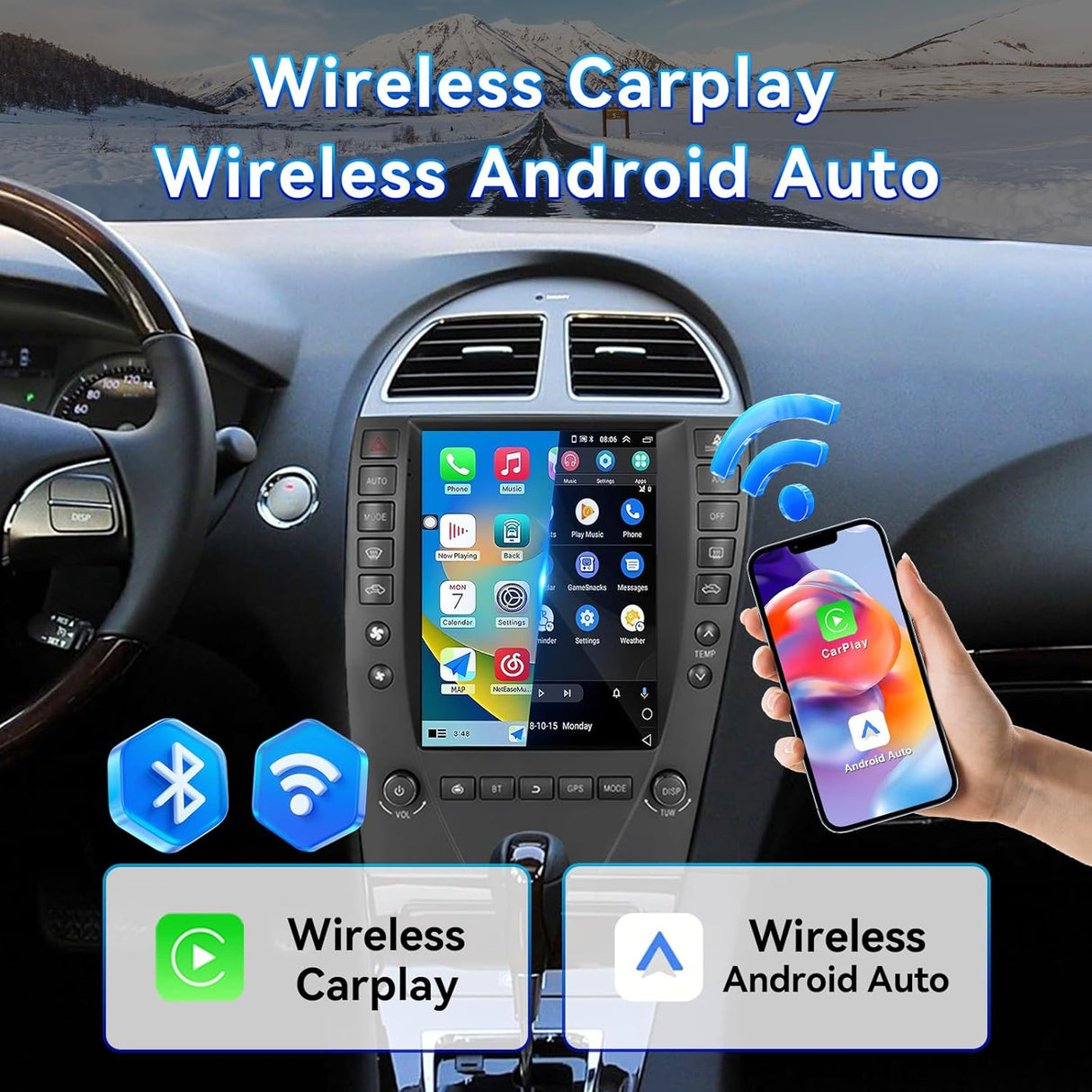 Car Radio Stereo for Lexus ES350 2006 2007 2008 2009 2010 2011 2012 Wireless CarPlay & Android Auto GPS Navigation FM Radio Upgrade Bluetooth HD Backup Camera