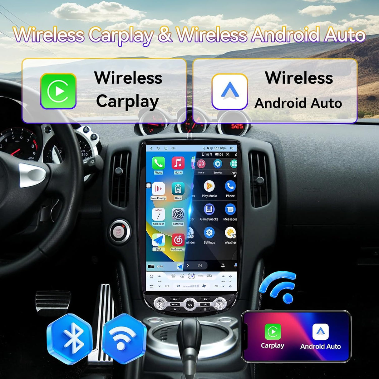 Car Stereo Radio for Nissan 370Z 2009-2021 Carplay&Android Auto with GPS DSP Bluetooth HDMI Optical AM FM
