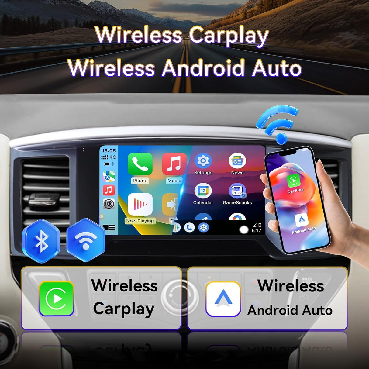 Android 14 Car Stereo for Nissan Pathfinder 2012-2020 Upgrade Wireless CarPlay & Android Auto AHD Backup Camera GPS SWC FM WiFi Bluetooth