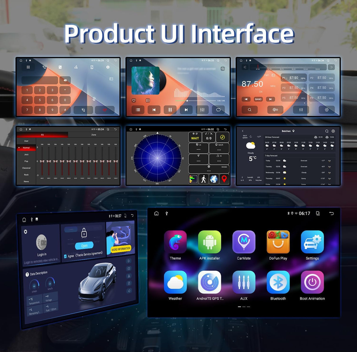 BINIZE 10 Inch Double Din Car Stereo with Wireless CarPlay Android Auto