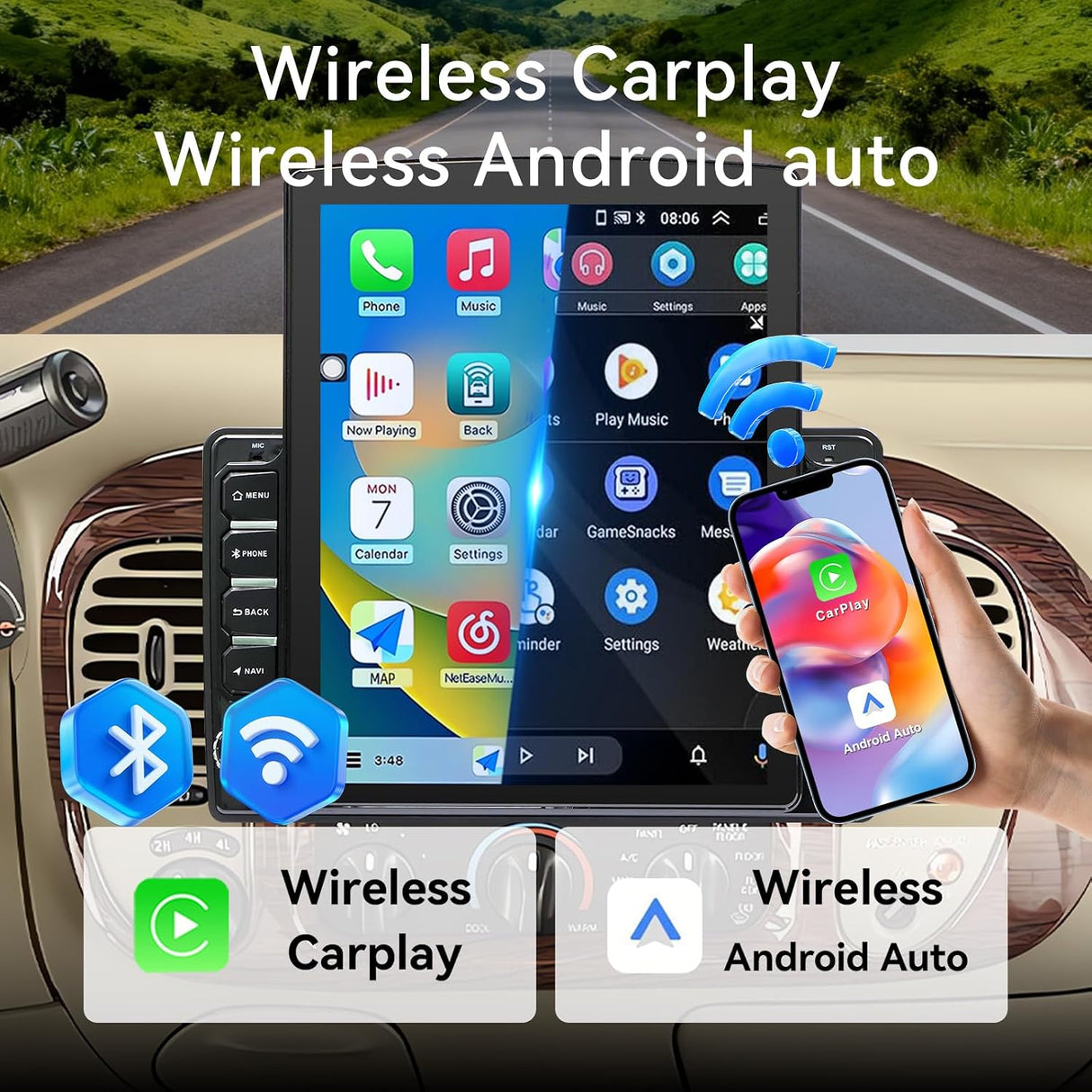 Android 14 Car Stereo Radio for Ford F150 1997-2003 Expedition 1997-2002 Wireless CarPlay & Android Auto AHD Backup Camera Upgrade Touch Screen GPS WiFi FM Bluetooth