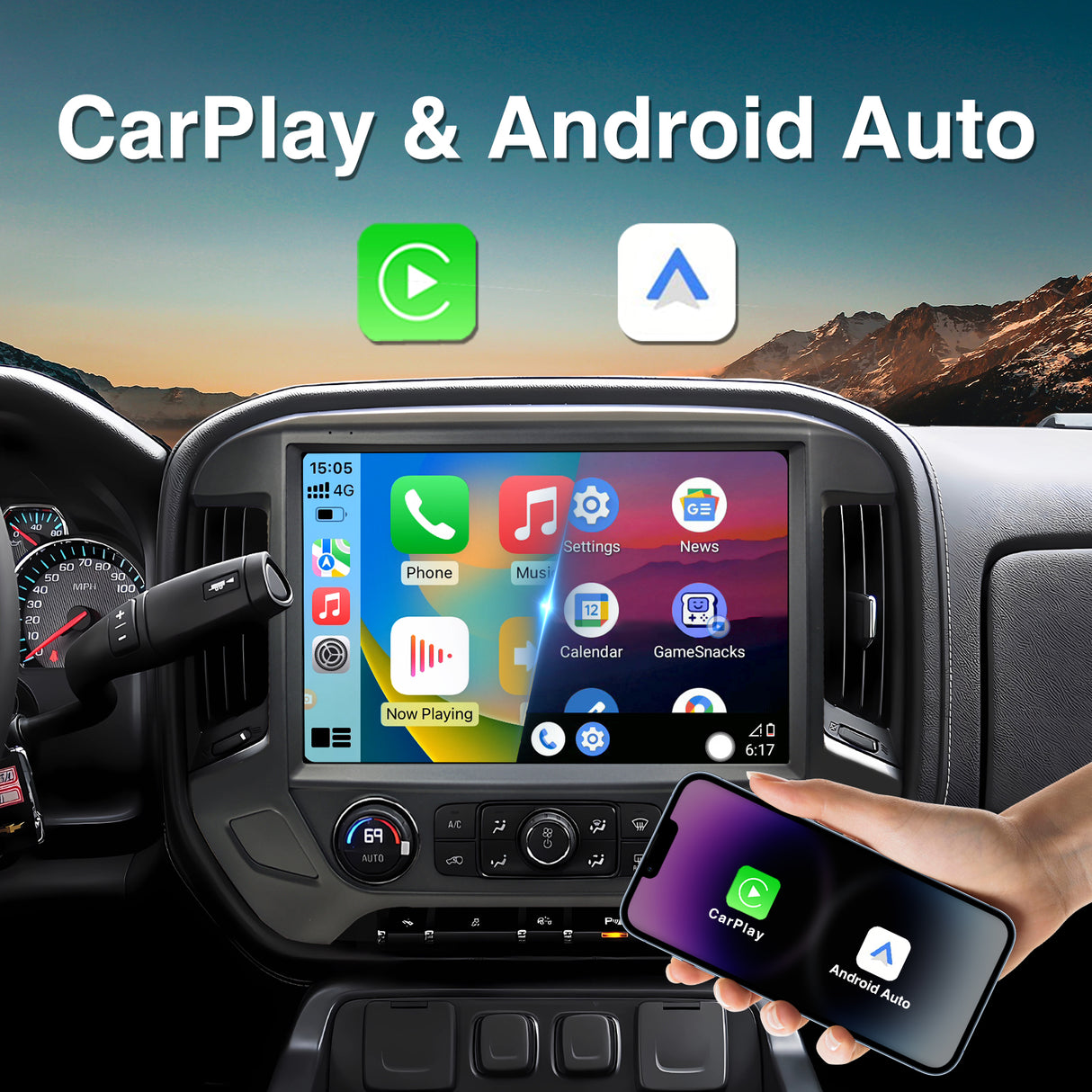 Double Din Car Stereo for Chevy Silverado GMC Sierra 2014-2018