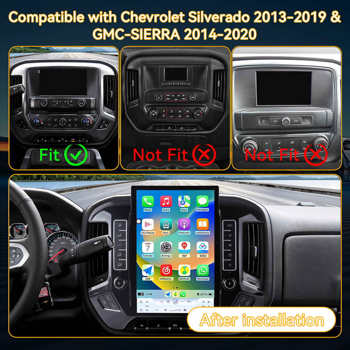Car Stereo Radio with Android Auto Wireless Carplay for Chevrolet Silverado 2013-2019 GMC Sierra 2014-2020 Upgrade 2K Touchscreen Bluetooth WiFi GPS DSP AM FM Head Unit