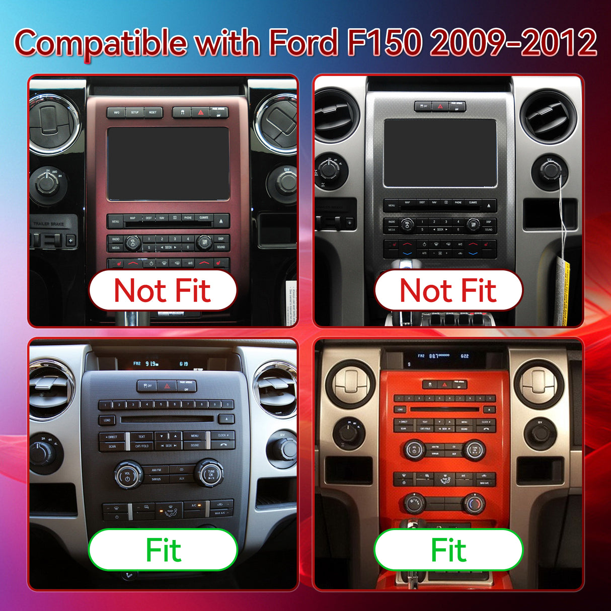 Binize 9.7" Android 14 Car Radio Compatible with Ford F150 2009-2012 Manual AC Upgrade, Car Stereo Replacement Wireless CarPlay & Android Auto, WiFi/BT/FM/SWC/GPS/1080P AHD Backup Camera/2+64G