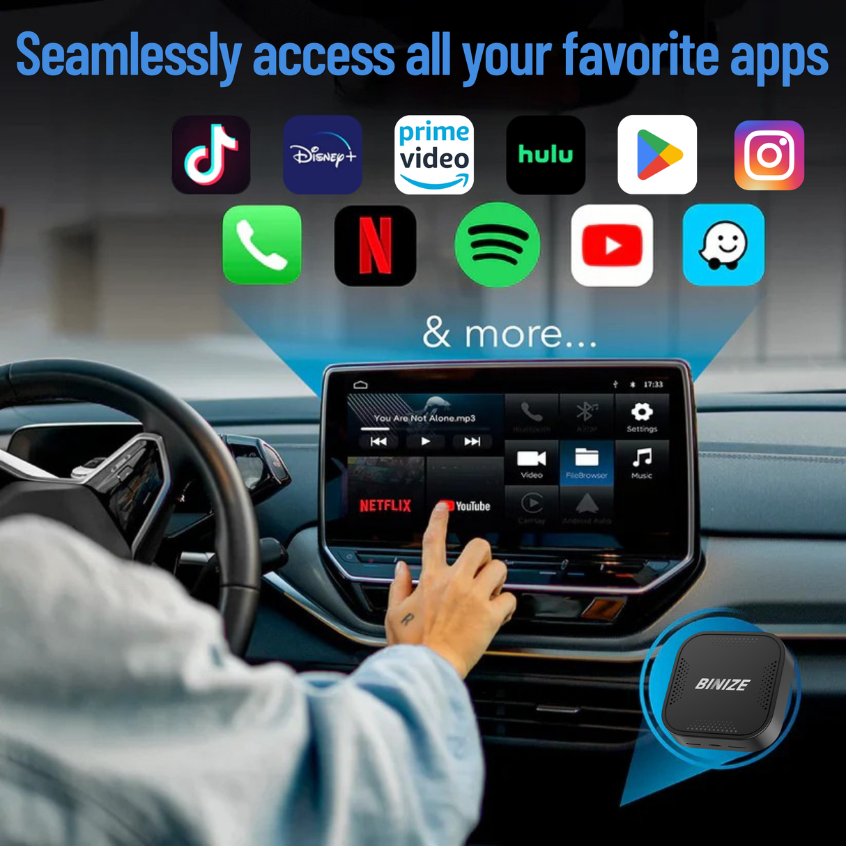 Binize B1 Android 13 CarPlay AI BOX for OEM Car with Wired CarPlay/Android Auto
