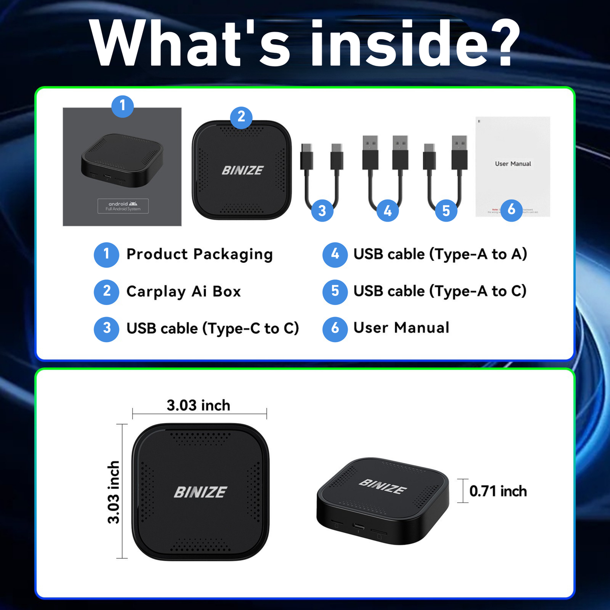 Binize B1 Android 13 CarPlay AI BOX for OEM Car with Wired CarPlay/Android Auto