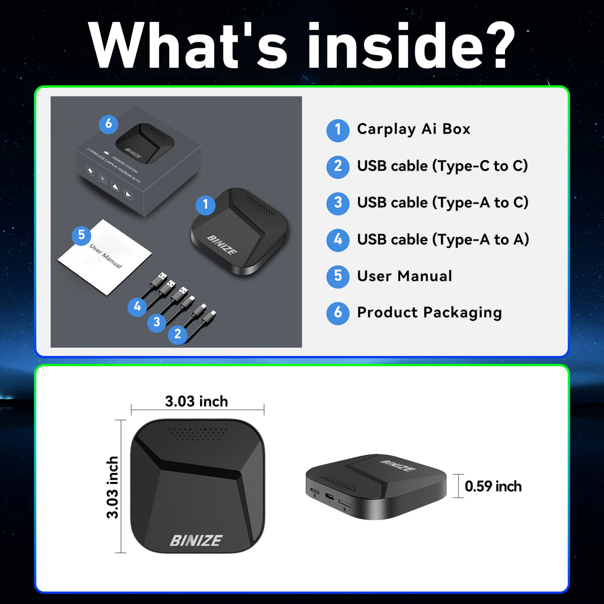 BINIZE B2 Android 13 CarPlay AI BOX for OEM Car with Wired CarPlay/Android Auto