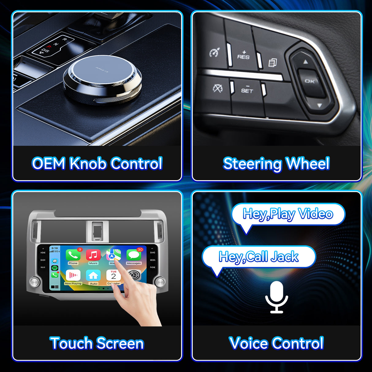 Car Stereo Radio for Toyota 4Runner 2009-2019 with wireless CarPlay and Android Auto GPS / WiFi / SWC / Mirror Link / Bluetooth and AHD Backup Camera