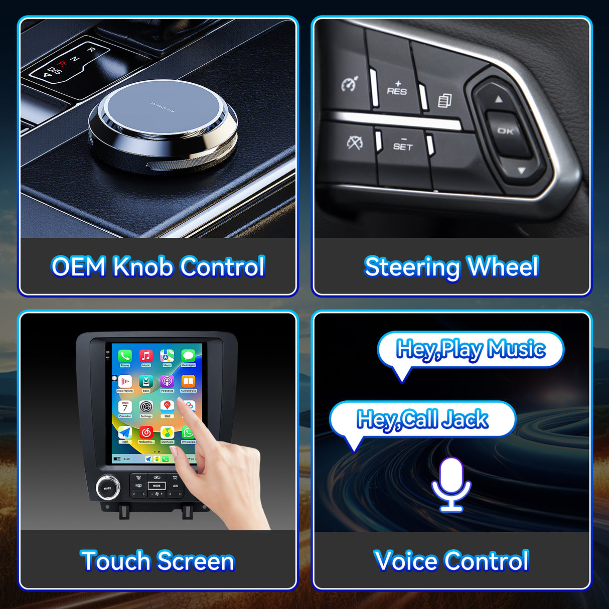 Car Stereo Radio for Ford Mustang 2010-2014 with Wireless CarPlay & Android Auto WIFI GPS T-Style HD Touch Screen FM DSP SWC 1080P Backup Camera