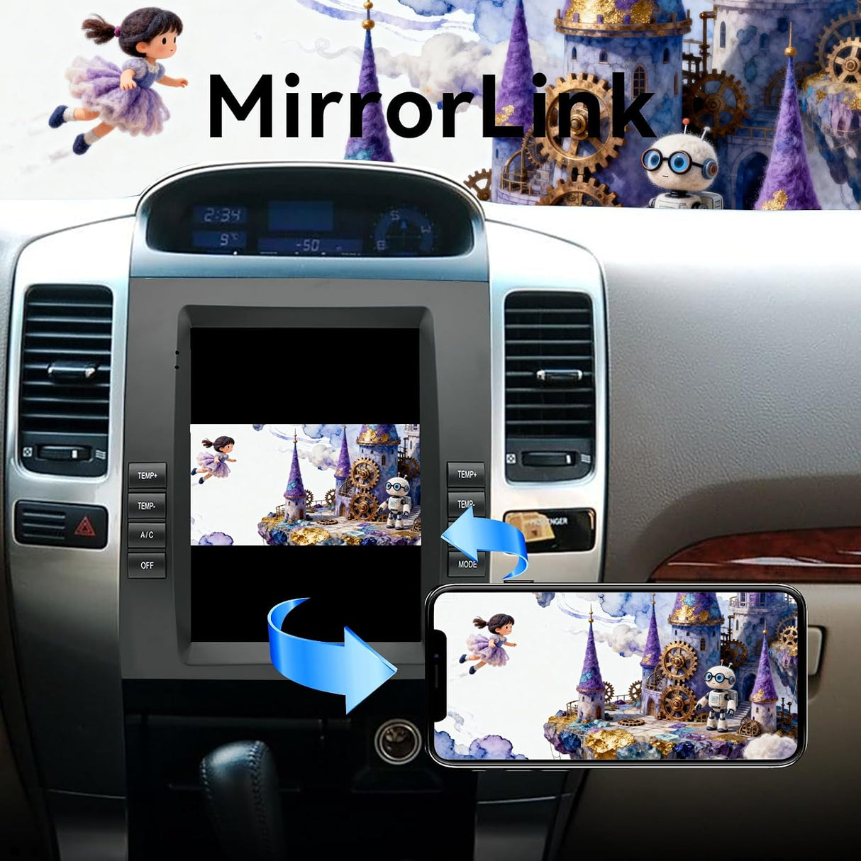 Car Stereo for Lexus GX470 2002-2005 Toyota Prado 2002-2009 Upgrade Wireless CarPlay & Android Auto AHD Backup Camera GPS SWC FM WiFi Bluetooth